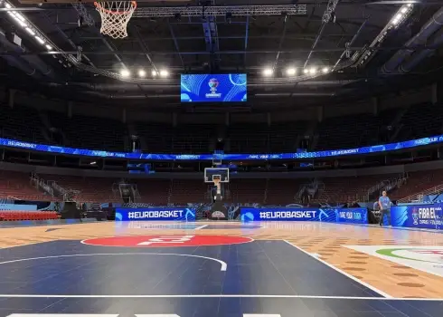 Latvijas izlases treniņš dienu pirms "EuroBasket 2025" sākuma