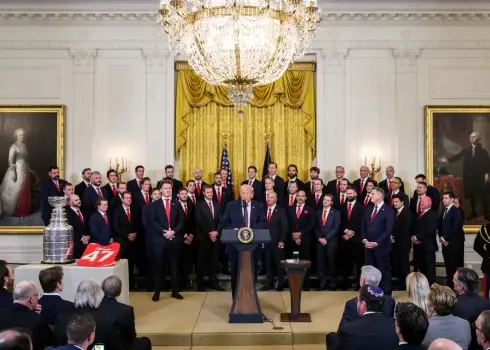 Uvis Balinskis ar Floridas "Panthers" viesojas pie ASV prezidenta Donalda Trampa